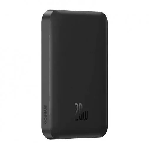 Baseus POWER BANK Magnetic Mini Wireless, 5000mAh, max 20W pe cablu, 1 x USB Type-C output/input, 15W wireless charging, include cablu USB Type-C la USB Type-C 30cm, negru, "P10022107113-00" - 6932172636234