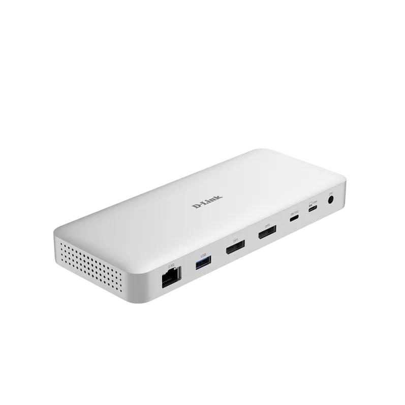 Docking Station D-Link Docking Station D-Link DOCKING STATION D-LINK, 9-in-1 USB 4, conectare PC Type-C, porturi: 2 x USB, 2 x USB Type-C 4.0, 2 x DP 1.4, 1 x USB Type-C 4.0 with DP 1.4, 1 x RJ45 (2.5 Gbps), USB Type-C cablu 50 cm, alb  "DUF-901"