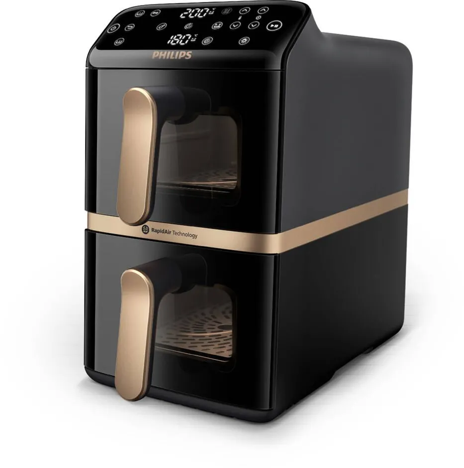 Philips Friteuza cu aer cald dubla PHILIPS Seria 4000 NA462/70, 10l, 2750W, negru-auriu