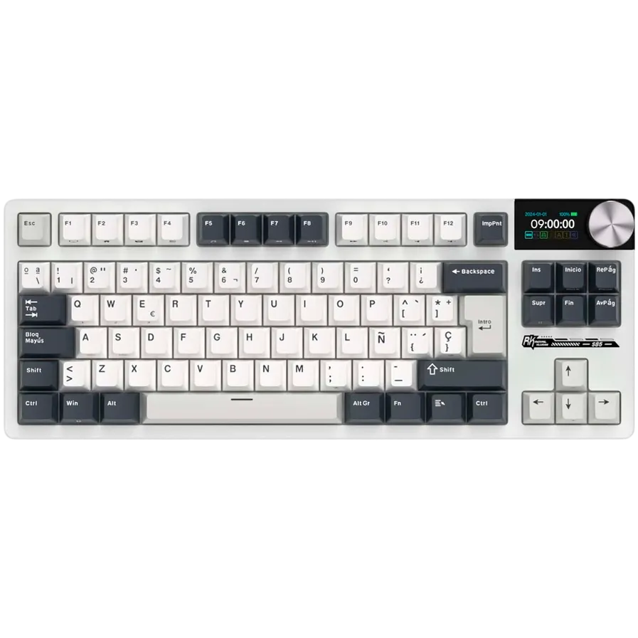 Tastatura Royal Kludge Royal Kludge Gaming Royal Kludge S85, iluminare RGB, Wired, Wireless 2.4Ghz, Bluetooth, Beige Switch Alb/Negru