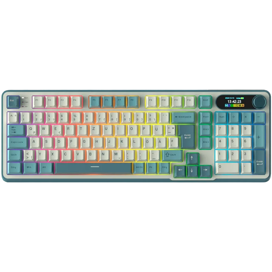 Tastatura Royal Kludge Royal Kludge Gaming Royal Kludge RK-S98, Brown Switch, iluminare RGB, Wired, Wireless 2.4Gzh, Bluetooth Albastru/Alb