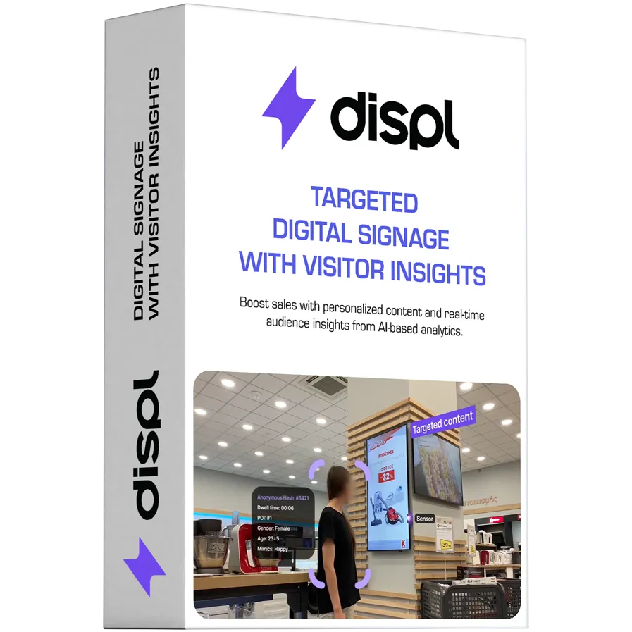 DISPL Display Targeted Digital Signage with Visitors Insights, 1 year license