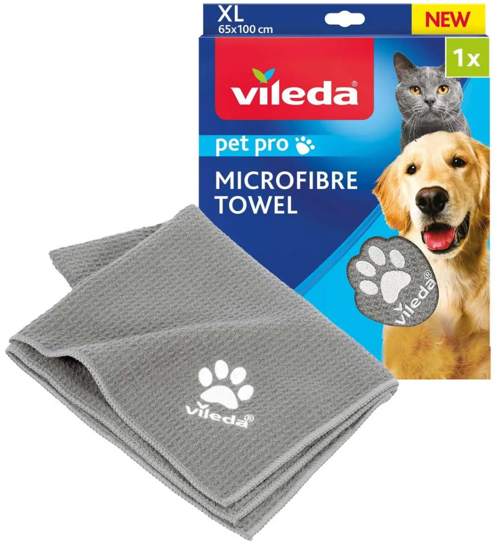 VILEDA Pet Pro Microfibre Hand Towel Grey XL