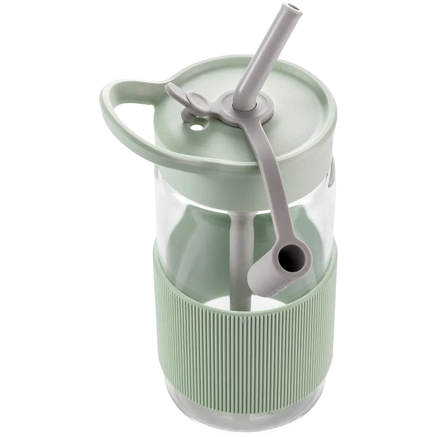 BUYDEEM Portable Glass Straw Bottle 500 ml, model CD1017, color Cozy Greenish