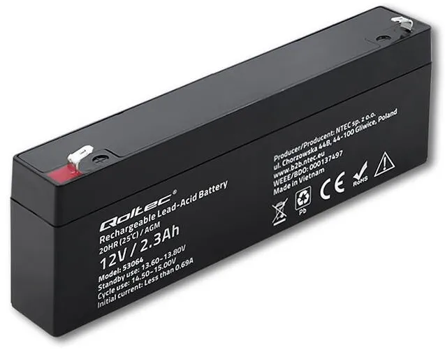 QOLTEC Acumulator UPS AGM 12V 2.3Ah, max. 34.5A