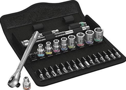 WERA 8100 SA 10 Zyklop Metal Ratchet Set - Push-through square, 1/4 drive, imperial