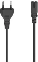 HAMA Mains Cable, Euro Plug - 2-Pin Socket (Double Groove), 1.5 m