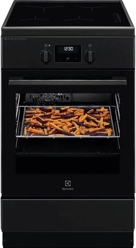 Aragaz LKI564266K, Electric, Inductie, 4 zone de gatit, Booster, SteamBake, AirFry, Autocuratare catalitica, Timer electronic, Grill, Iluminare cuptor, Clasa A, Negru