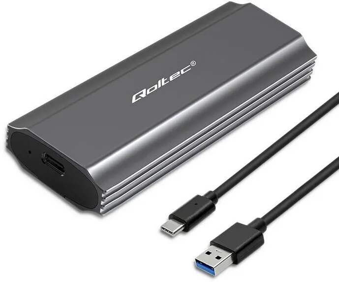 Rack QOLTEC Enclosure for drive M.2 SSD, SATA, NVMe, USB C