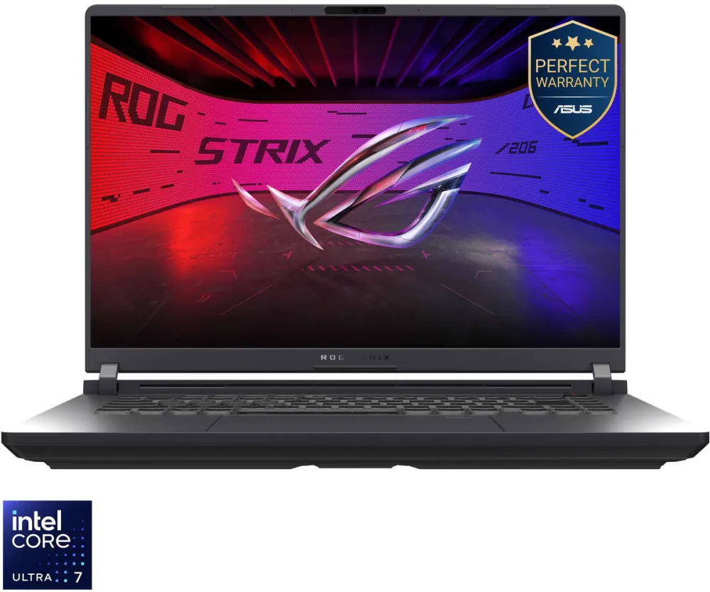 Laptop Gaming ROG Strix G16 G615LM cu procesor Intel® Core™ Ultra 7 255HX pana la 5.2GHz, 16'', 2.5k, WQXGA, IPS, 240Hz, 16GB DDR5 RAM, 1TB SSD, NVIDIA® GeForce RTX™ 5060 8GB GDDR7, No OS, Eclipse Gray, 3Y PUR