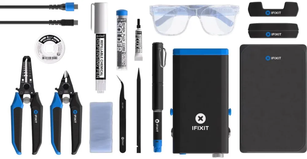 Unelte iFixit Unelte Fixhub Power Series Soldering Tool Set, Soldering Iron Black/Blue, 100 Watt, USB-C, Power Station