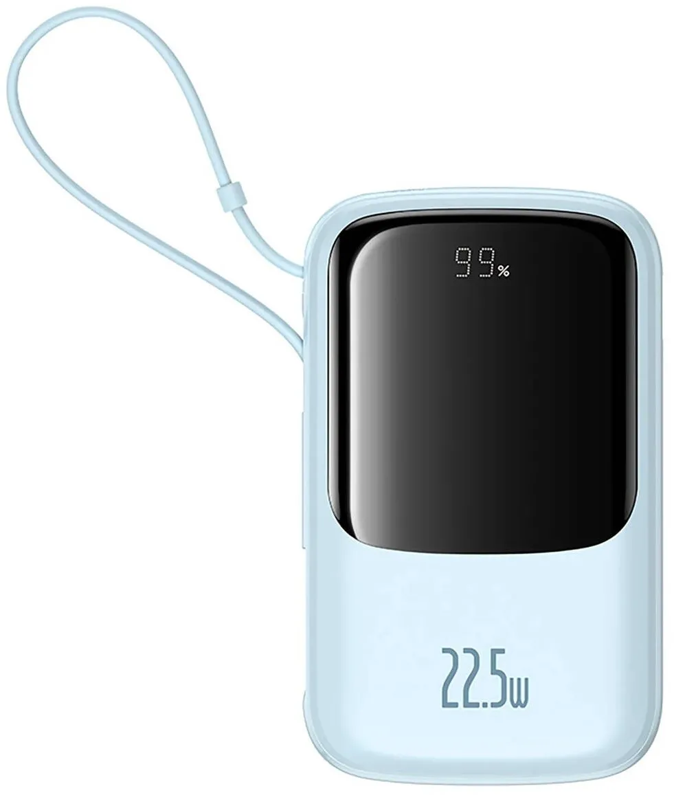 Baseus POWER BANK Qpow Pro+ Digital Display, 10000mAh, 22.5W, 2 x USB Type-C output/input, 1 x USB, 1 x Lightning, albastru, "P10067101313-00" - 6932172652470
