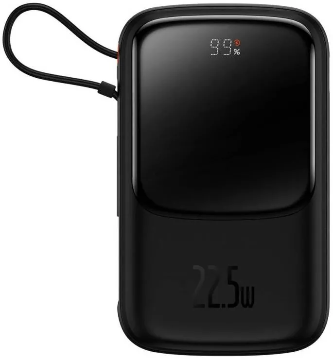 Baseus POWER BANK Qpow Pro Digital Display, 10000mAh, 22.5W, 1 x integrat USB Type-C output/input, 1 x USB, 1 x Lightning, negru, "PPQD020101"  - 6932172608484