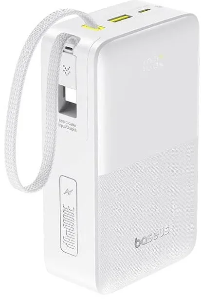 Baseus POWER BANK EnerFill FC51 Bipow 2 Pro Digital, capacitate 30000mAh 22.5W, 1 x USB, 1 x USB Type-C, integrat USB Type-C, display, alb "E0028101" - 6932172698638