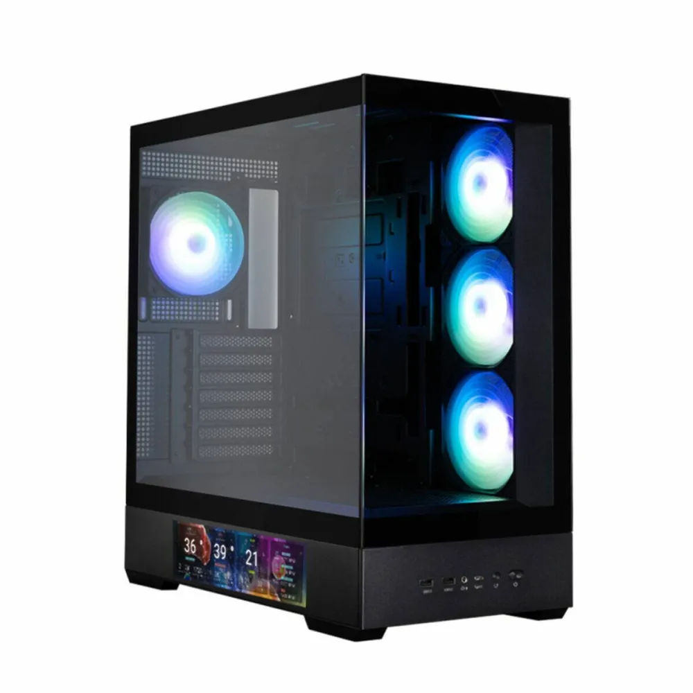 Carcasa PC Zalman  "P40 DS", middle tower, gaming, fara sursa, suporta 10xfan, 4xfan inclus, PSU shroud, display 9.1inch, USB Type-C x 1, USB 3.1 gen1 x 2, audio+mic, , negru, "P40 DS Black"
