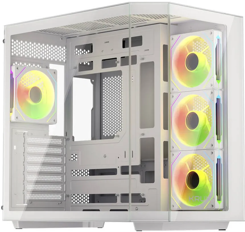 Carcasa PC KRUX Empero, MiddleTower, ATX, cu 4 ventilatoare incluse 120 mm ARGB PWM, Alb