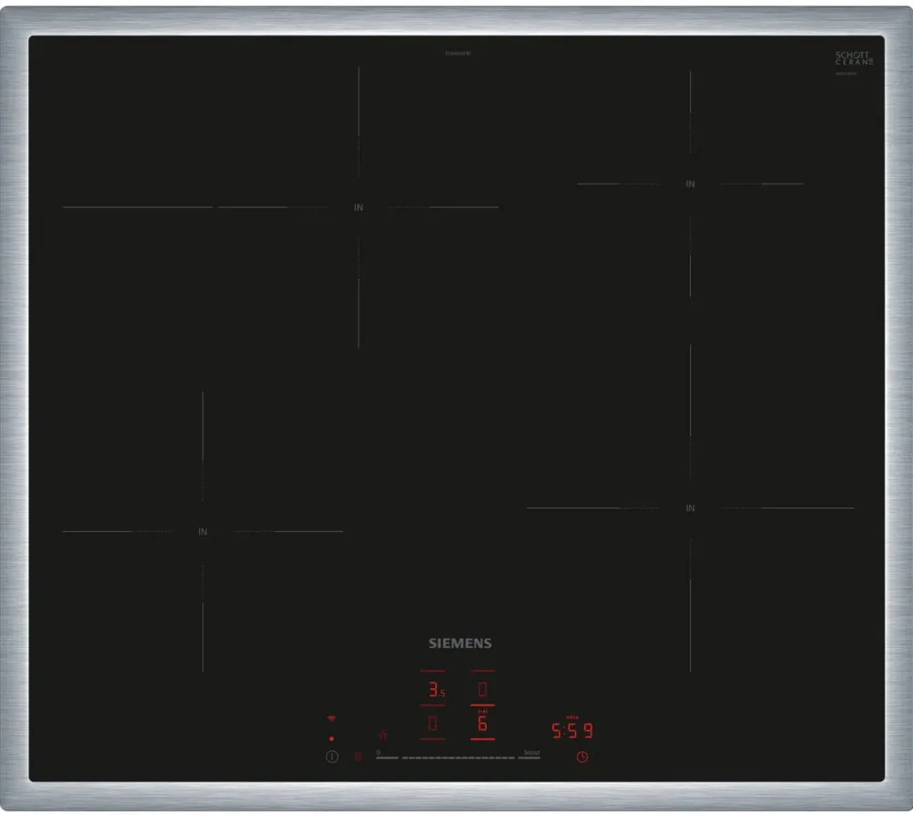 Plita SIEMENS EH645HFB1E iQ300, independent hob (black/stainless steel, 60 cm, Home Connect)