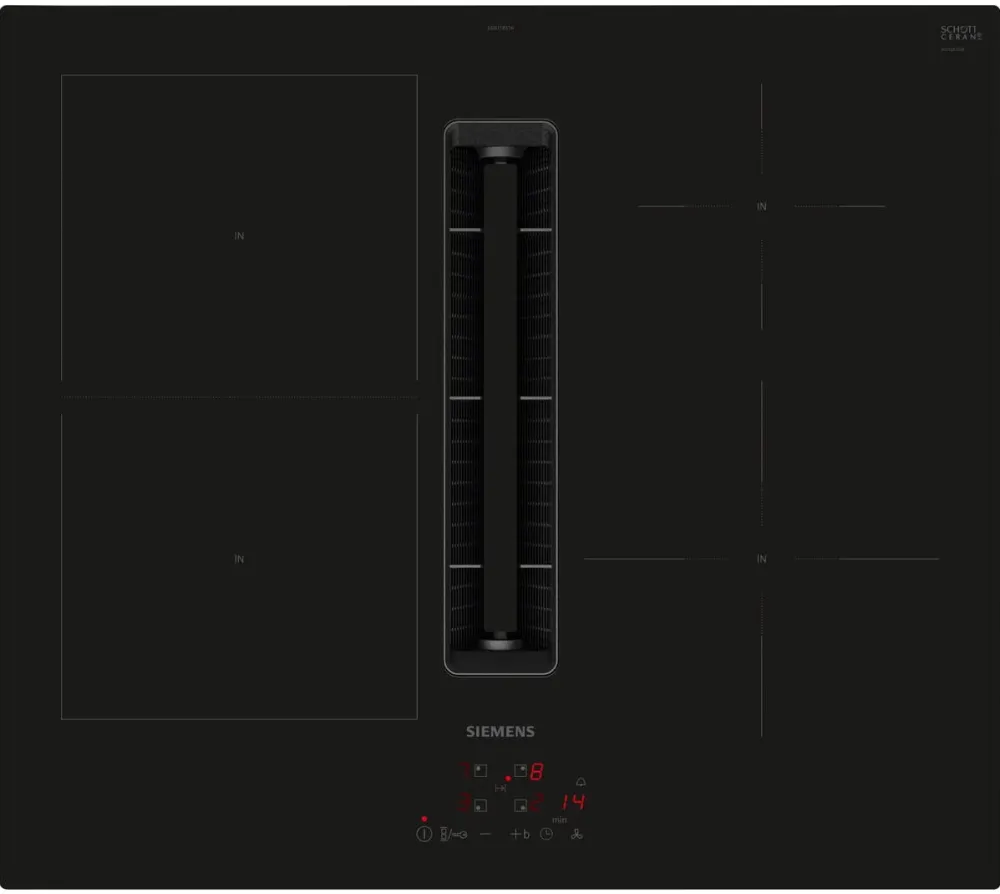 Plita SIEMENS ED611BS16E iQ300, independent hob (black, 60 cm, with integrated extractor hood)