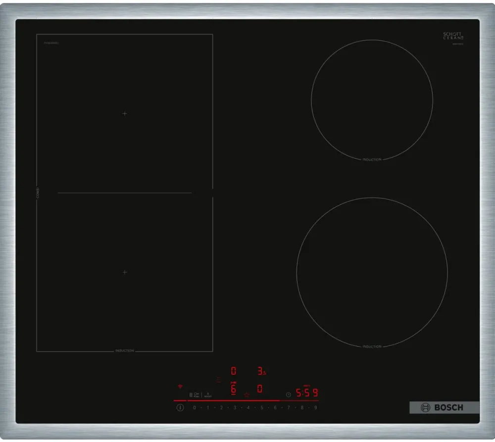 Plita BOSCH PVS64RHB1E Series 6, independent hob (black/stainless steel, 60 cm)