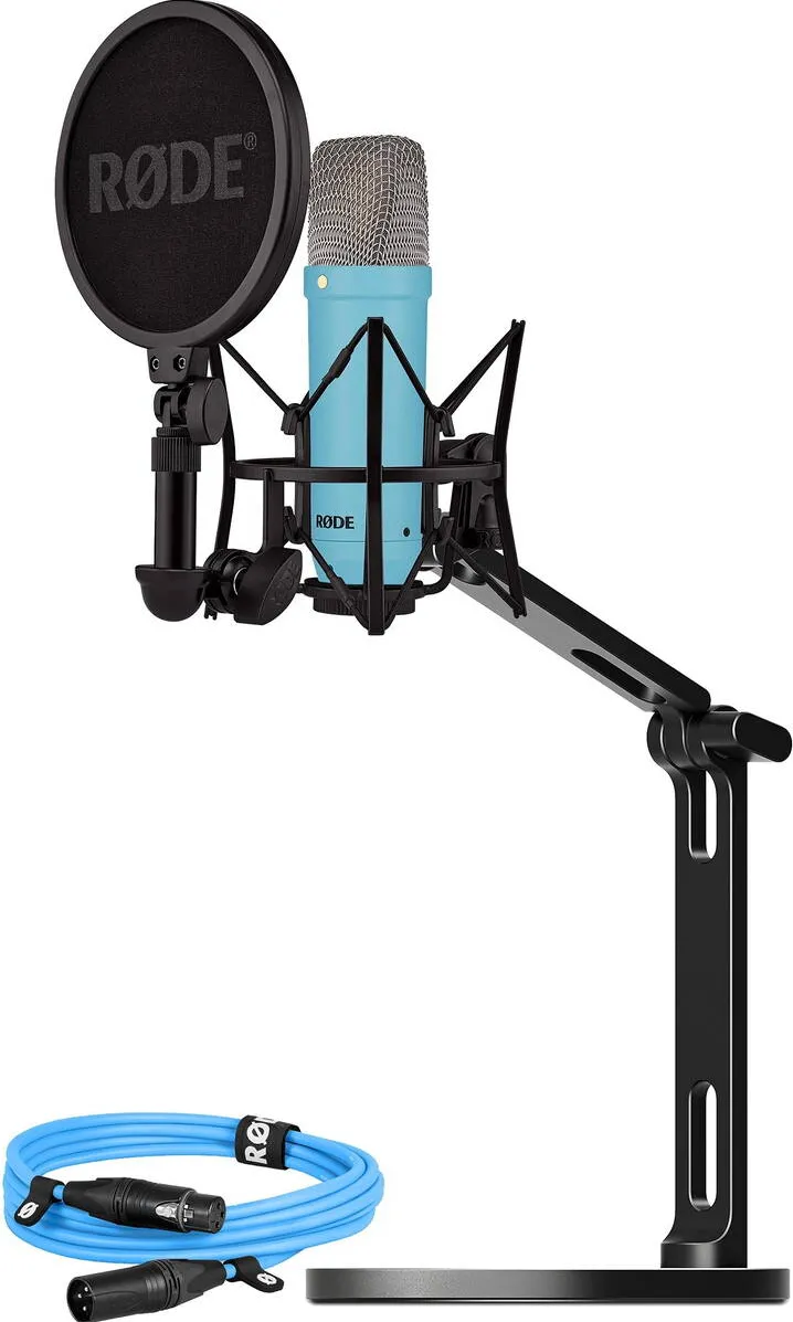 Microfon Rode NT1 Signature +XLR cable+Desktop Studio Arm, microphone (light blue, bundle)