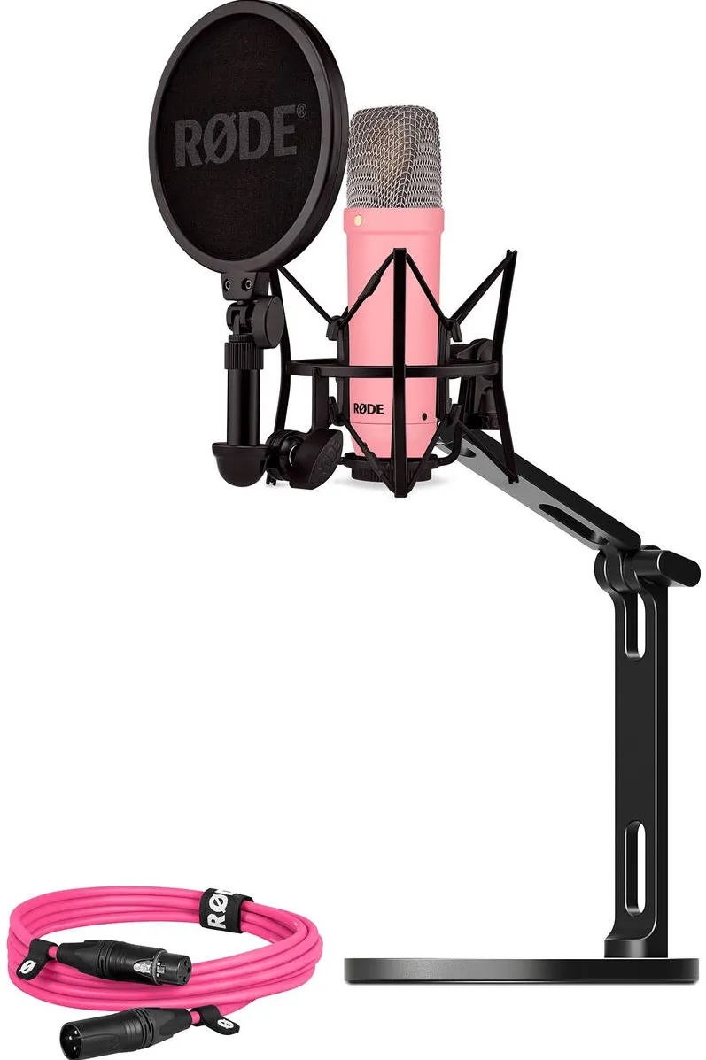 Microfon Rode NT1 Signature +XLR cable+Desktop Studio Arm, microphone (pink, bundle)
