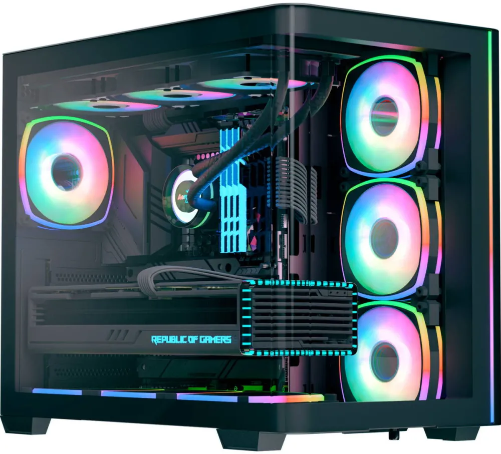 Carcasa PC Aerocool P500C EVO-G-BK-v1, tower case Black, Tempered Glass x 2