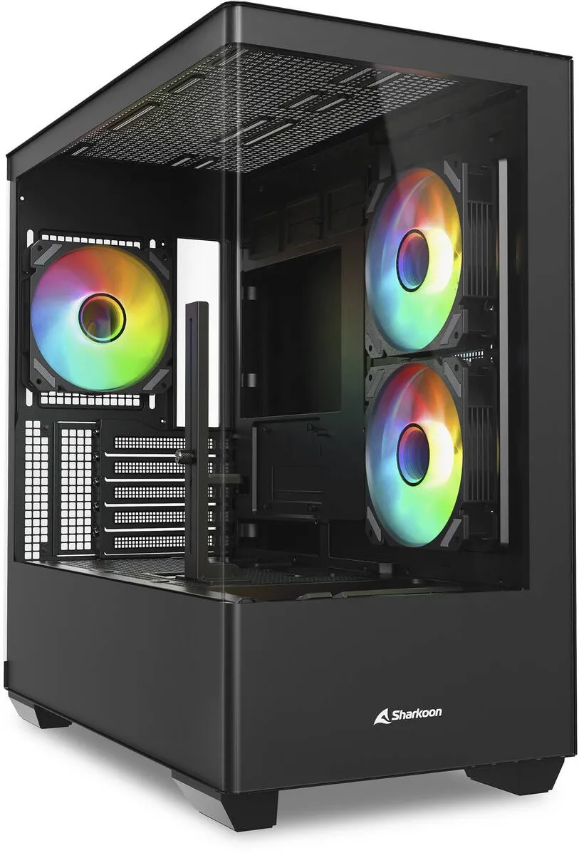 Carcasa PC Sharkoon ELITE SHARK CM100, Tower Negru, Tempered Glass x 2