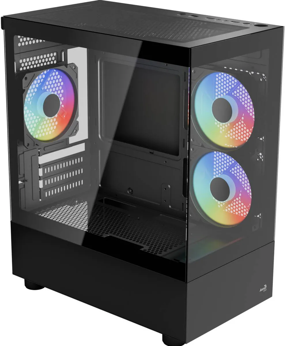 Carcasa PC Aerocool Viewport Mini-G-BK-v4 ARGB, Tower Case Black, Tempered Glass x 2