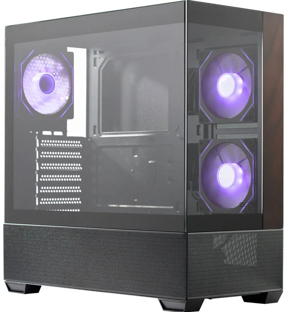 Carcasa PC Cooler Master Elite 690 Wood, Tower Case black/wood, Tempered Glass x 2