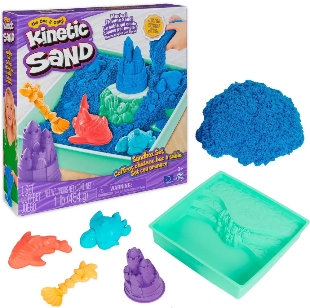 Spin Master Kinetic Sand - Sandbox Set blue, play sand (454 grams of sand)