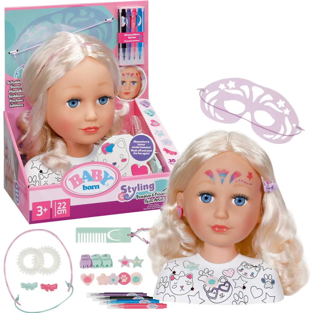 Zapf Creation BABY born styling head painting & hairdressing, make-up and hairdressing head