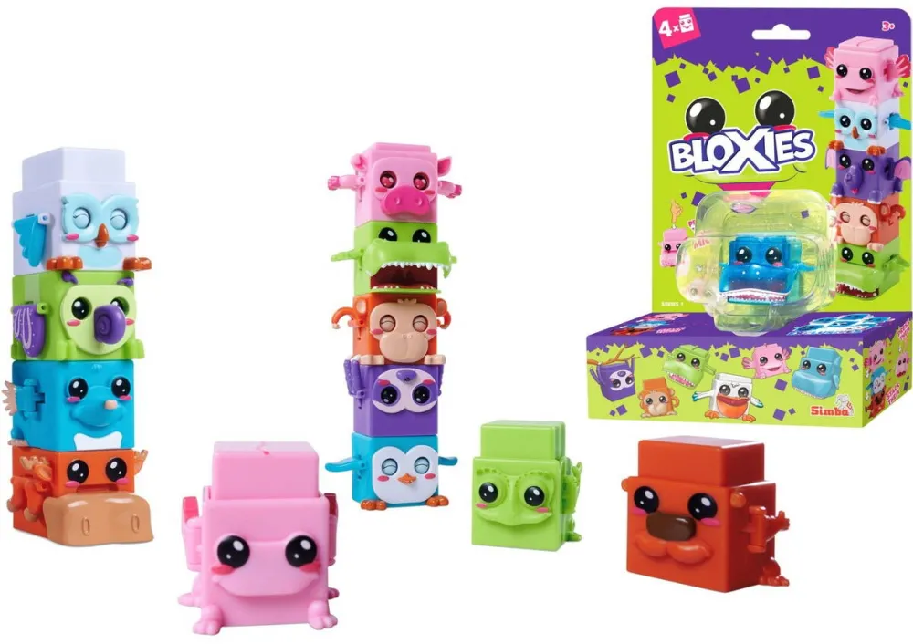 Simba Dickie Bloxies Play Figures Series 1 (4-Pack) (Assorted Item, 4 Figures)