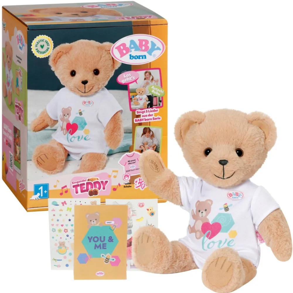Zapf Creation BABY born Singing Teddy German, Cuddly Toy