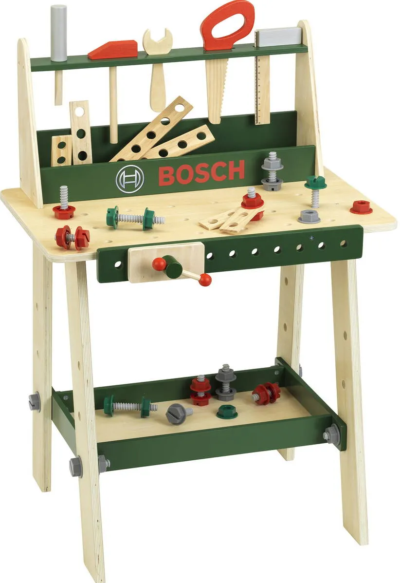 Jucarie creativa Theo Klein Bosch - Wooden workbench with pinewood medium, children's tools