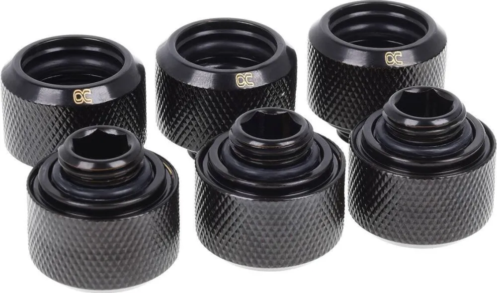 Alphacool Eiszapfen pipe connection 1/4" on 16/10mm, black, 6-pack (17379)