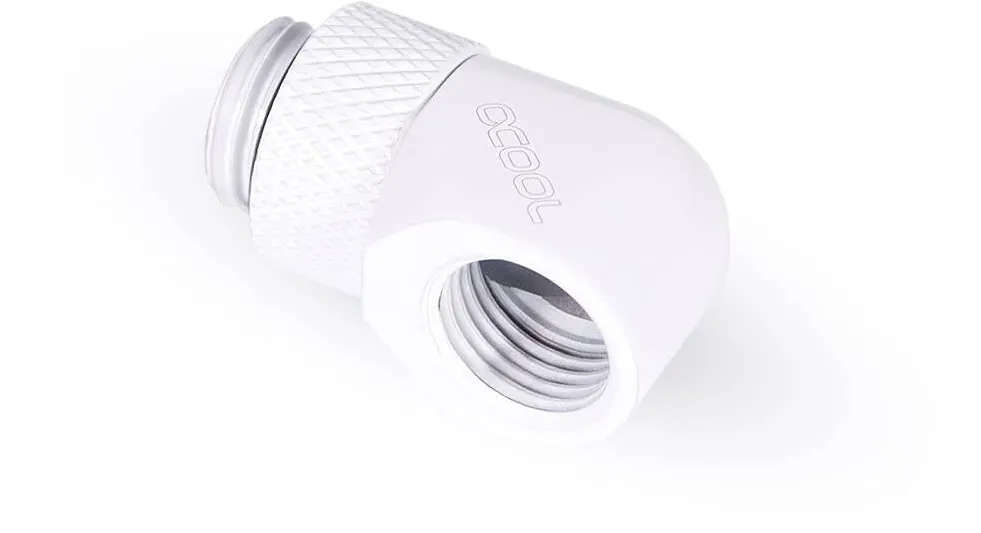 Alphacool icicle L connector rotatable G1/4 AG to G1/4 IG - white, connection (white, for soft hoses (PVC, silicone, neoprene))