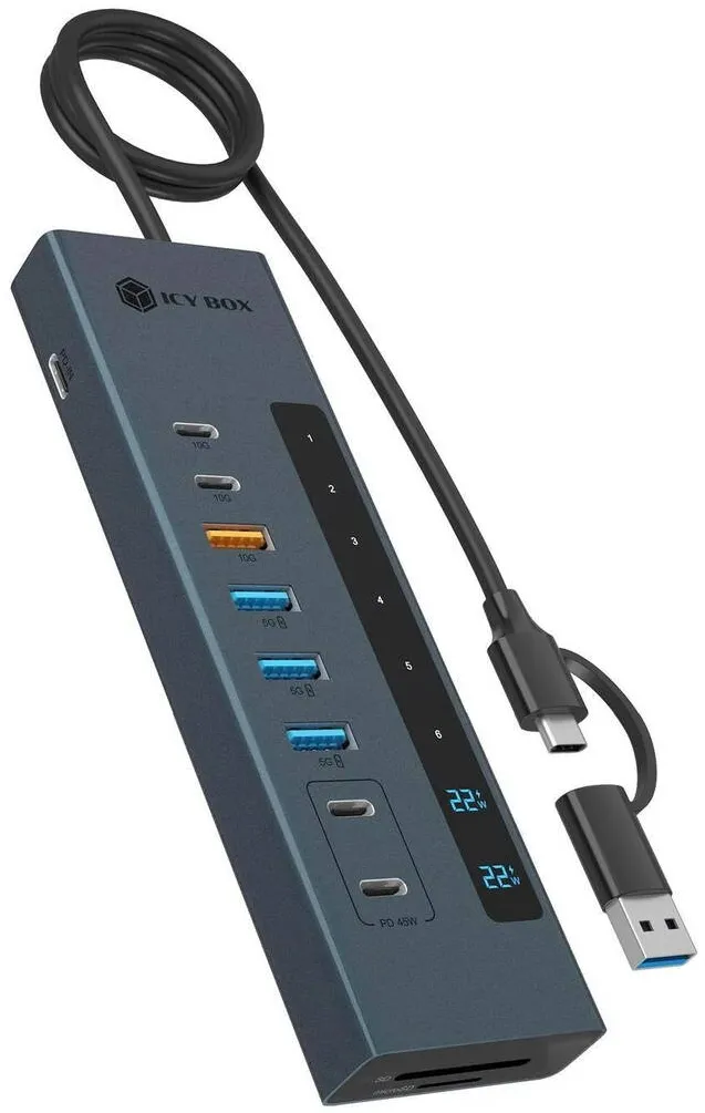 Docking Station Icy Box IB-HUB1742CR-C2PD 11-in-1 HUB mit PD & Cardreader