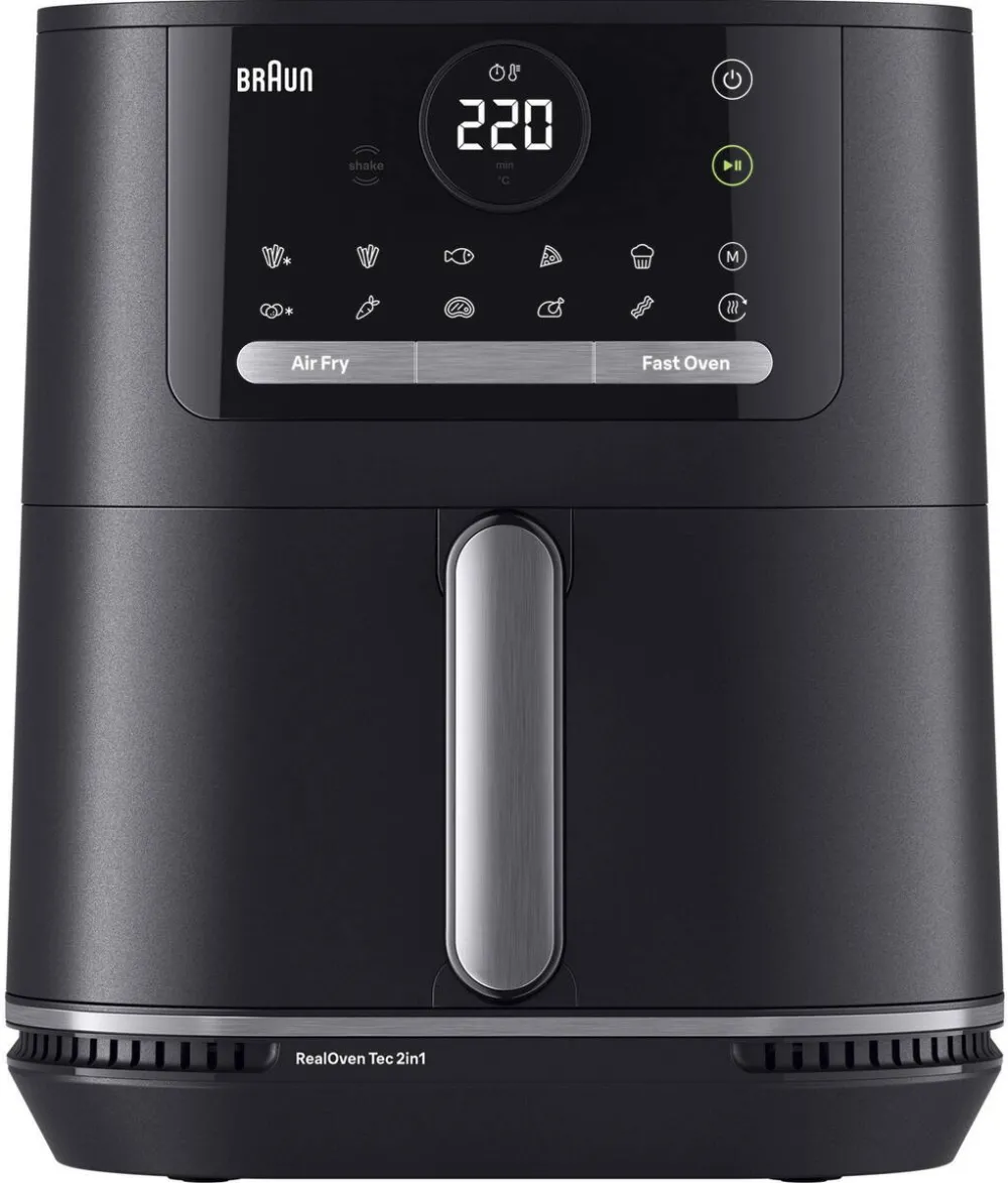 BRAUN Houshold 2-in-1 hot air fryer MultiFry 5, HF 5054I (black, 2,000 watts, basket 6.0 liters)