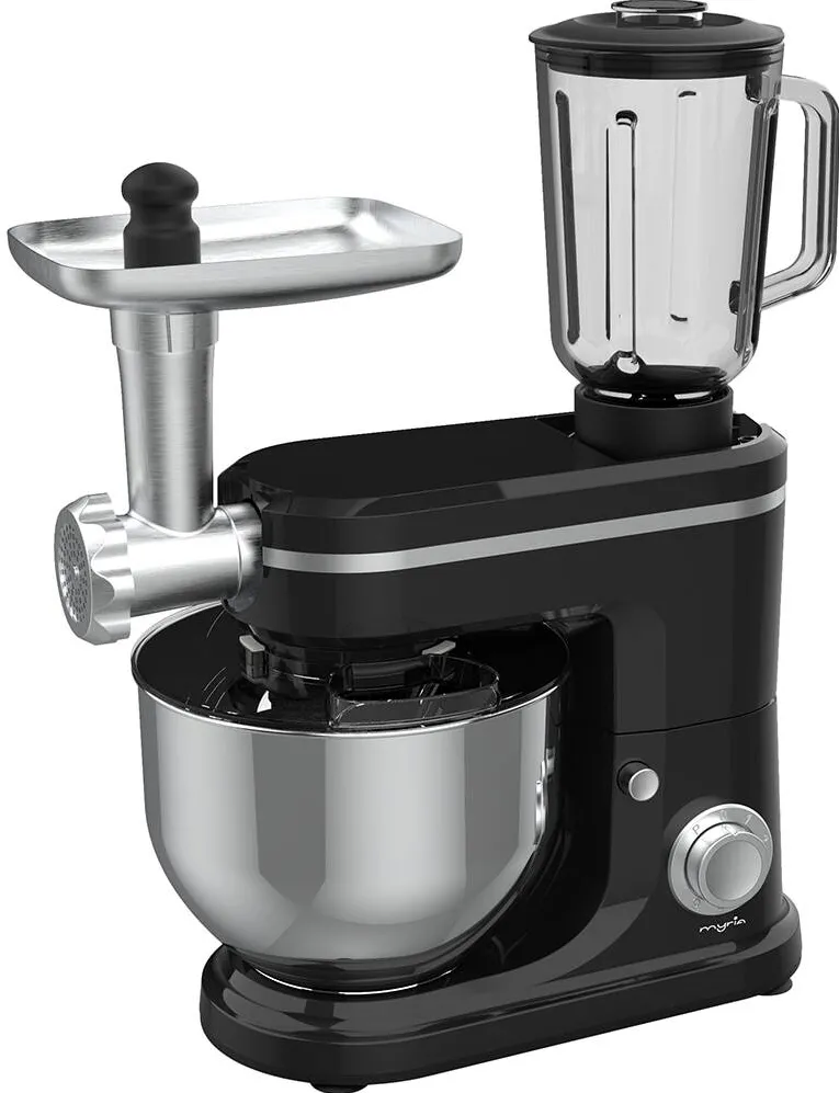 MYRIA Robot de bucatarie MYRIA MY4713, vas 6L, blender 1.5L, 1500W, 6 trepte viteza, negru-argintiu