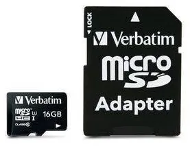 Card de Memorie VERBATIM Micro SDHC 16GB Clasa 10 + Adaptor SD