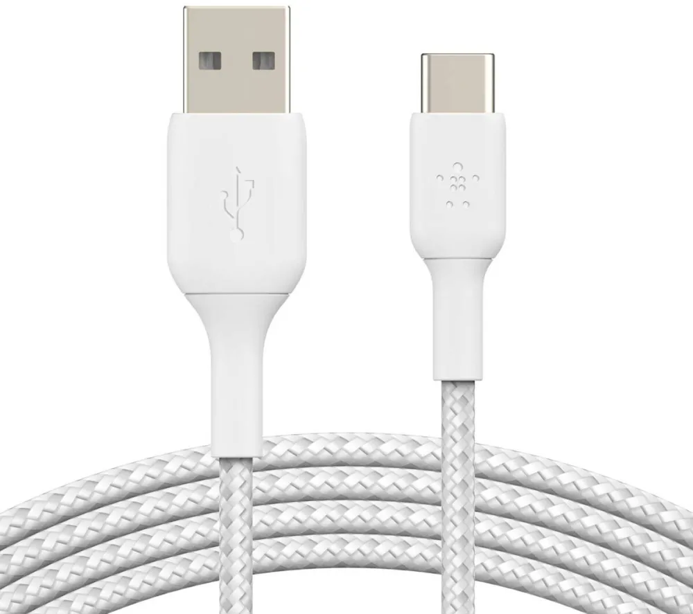 BELKIN Cablu Date USB-C/USB-A Cable 3m braided, white CAB002bt3MWH