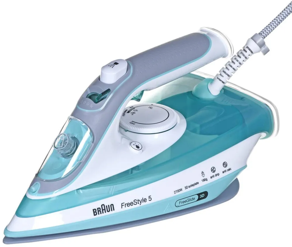 BRAUN Fier de calcat Braun TexStyle 5 SI5017GR, 2700 W, abur variabil 50g/min, jet de abur 190g/min, rezervor 270 ml, tehnologie FreeGlide 3D, talpa Super Ceramic, Alb/Verde