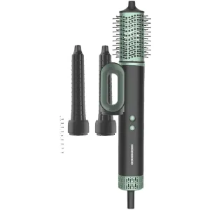 HEINNER Aparat de coafat profesional Heinner HAS-R15BLDC-BK4, Motor BLDC, 1500 W, 2 trepte de putere, 3 setari de temperatura, Functie auto curatare, Ionizare, Functie aer rece, ondulator stanga, ondulator dreapta, perie rotativa, uscator, Negru, verde