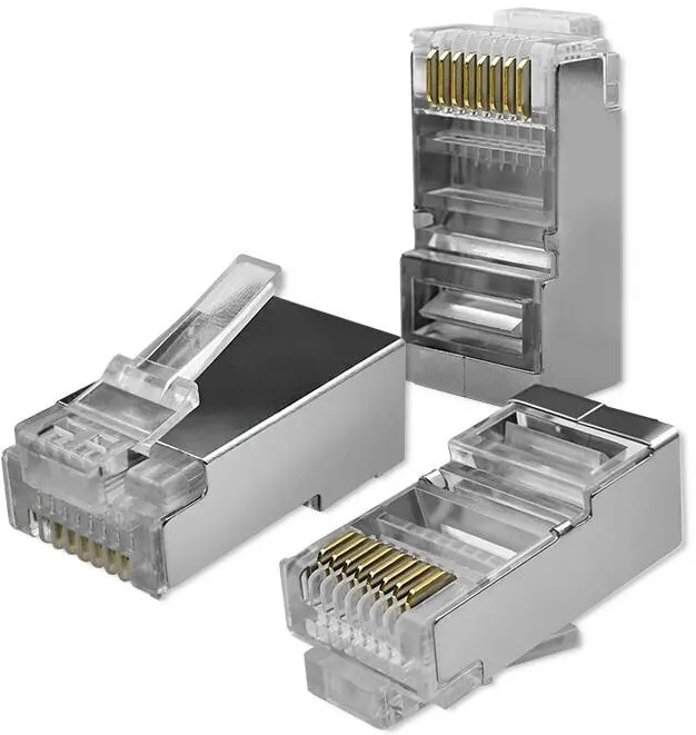Accesoriu Retea QOLTEC Conector Modular RJ45 Qoltec CAT6 FTP Ecranat, Contacte Placate cu Aur, Set 100 Bucati, de Inalta Calitate, pentru Retele LAN, Viteza Mare, Protectie Anti-Interferente Electromagnetice, Solutie Profesionala Fiabila