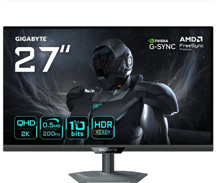 Monitor GIGABYTE Gaming G27Q20 EK, Panel Size: 27" SS IPS, Panel Backlight/Type: EDGE, Display Surface: Non-glare type, Color Saturation: 94% DCI-P3 / 123% sRGB, True Resolution: 2560 x 1440 (QHD), Brightness: 350 cd/m2 (TYP), Contrast Ratio(Max): 1000.1