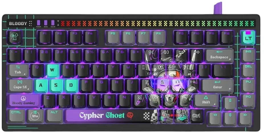 Tastatura A4Tech gaming Bloody "AT75" Alpha Optical Switch Mechanical Keyboard USB Cypher Ghost, US Layout "AT75 Cypher Ghost"  4711421 001830