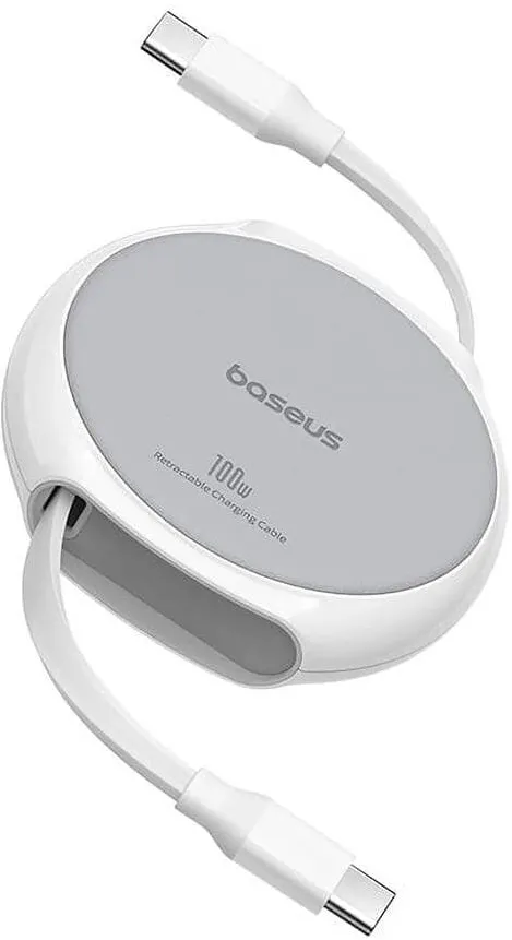 Baseus CABLU alimentare si date Free2Draw Mini, Fast Charging Data Cable pt. smartphone, retractabil, USB Type-C la USB Type-C 100W, 1m, alb "P10368400211-00"- 6932172653583