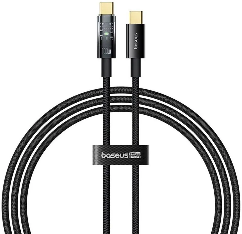 Baseus CABLU alimentare si date Explorer, Fast Charging Data Cable pt. smartphone, USB Type-C la USB Type-C 100W, oprire automata incarcare, braided, 2m, negru "P10319704111-00"- 6932172660604