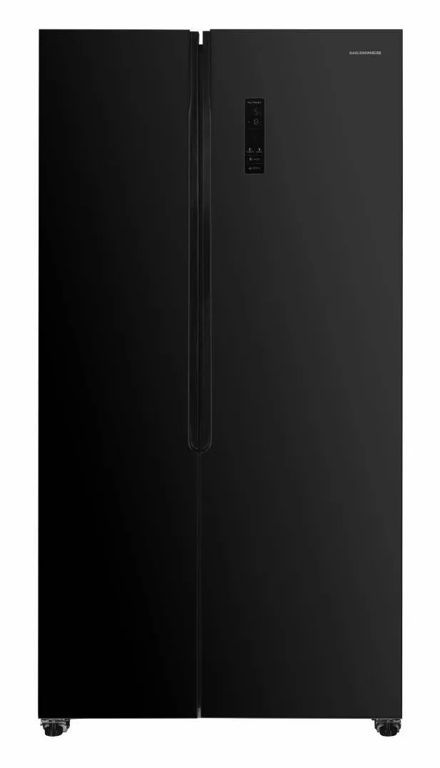 HEINNER Side by side HSBS-HM532NFGBKE++, Full No Frost, compresor Inverter, clasa energetica E, display touch, control electronic, 532 L, Sticla neagra