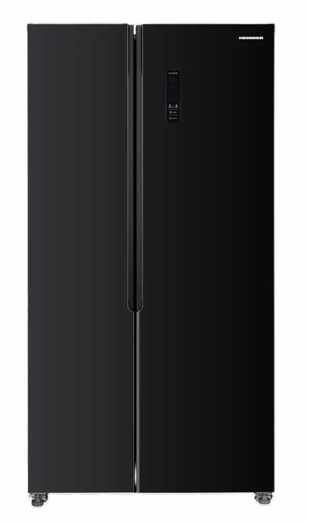 HEINNER Side by side HSBS-HM442NFGBKE++, Full No Frost, compresor Inverter, clasa E, 442L, display LED cu control touch, Sticla neagra